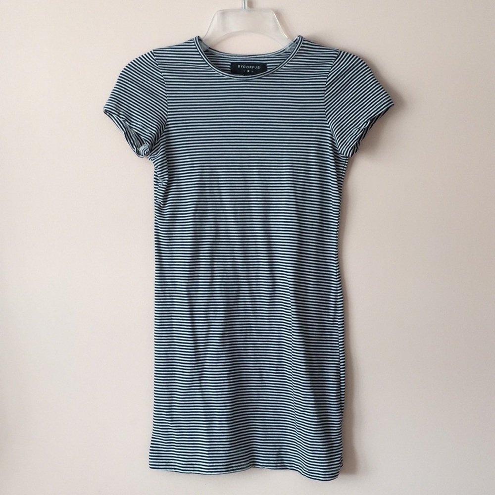Navy/White Striped T Shirt Dress